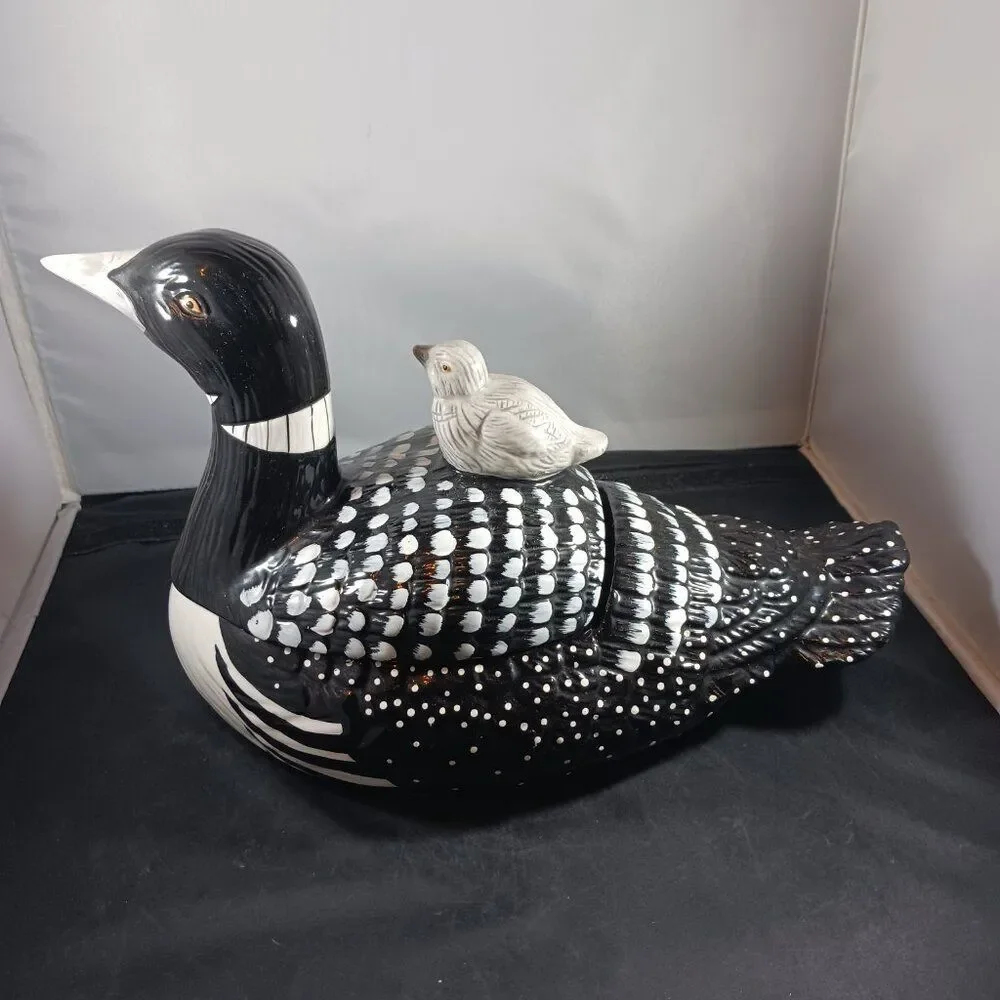 Vintage 80's Goose Cookie Jar Ceramic with Lid